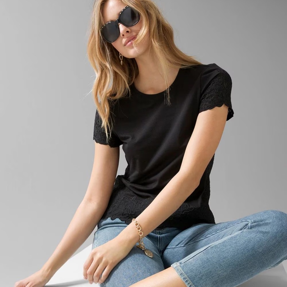 WHBM Embroidered Lace Blouse